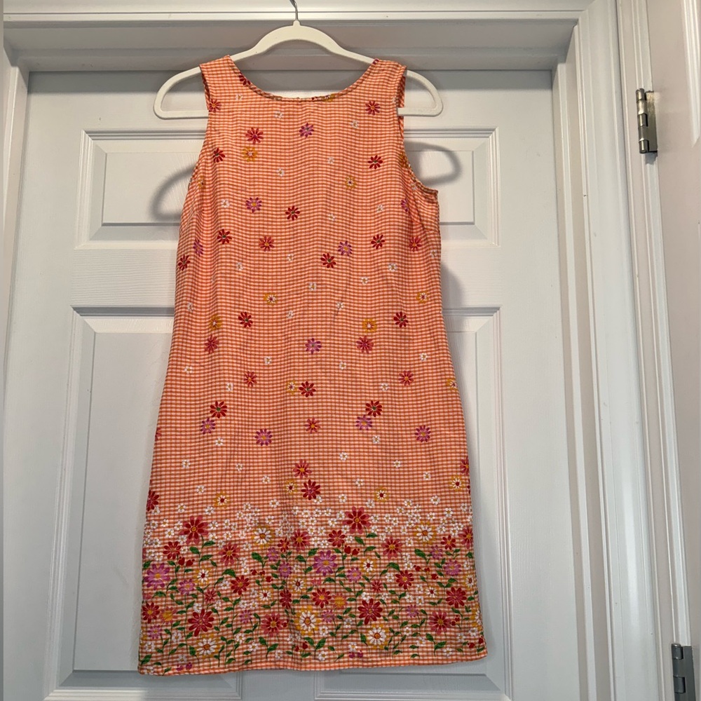 Vintage No Boundaries Orange Floral Gingham Mini Dress